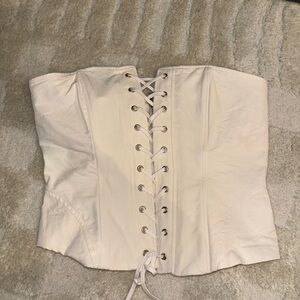 Zara white Lace-Up Corset Top